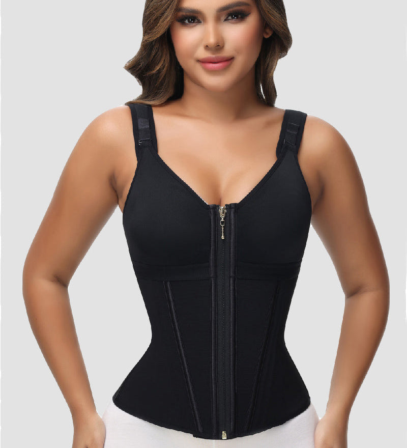 Women's Leopard Print Vest Tummy Control Waist Trainer With Bra