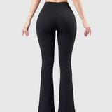 High Waist Butt Lifting Solid Black Slim Fit Flare Shaping Yoga Pants