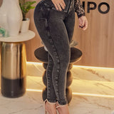 Sorelyne® Vintage Distressed Multi Button Tummy Control Jeans for Women