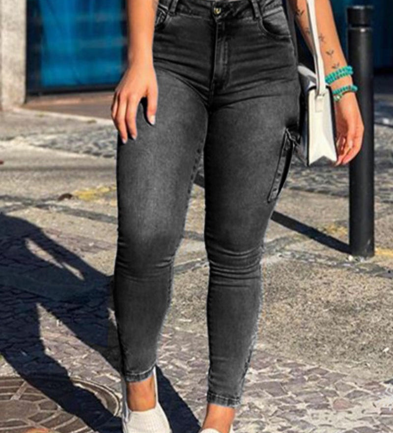 Sexy Old Fashionable Mutil-pocket Cargo Skinny Jeans