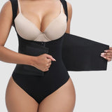 Women Low Back Tummy Control Thong Bodysuit Shapewear with Reinforced belt