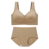 Women's Wirefree Underwear Set Seamless Ultra Comfort Daily Bras With High Waist Panties