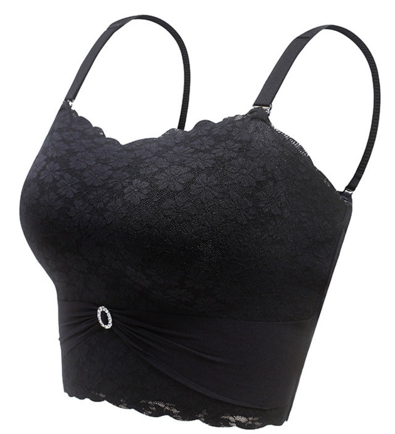 Sexy Push up Non Slip Wire Free Bra with Removable Shoulder Strap