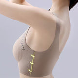 Thin Seamless Wireless Push-Up Fixed Cup Lettering Straps Bra