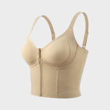 Underwire Front Zipper Corset Shaping Bra with Adjustable Straps