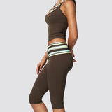Two Piece Workout Set Halter Cami Crop Top with Capri Leggings