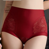 Sexy Lace Seamless Ice Silk High Waist Tummy Control Shaping Panties