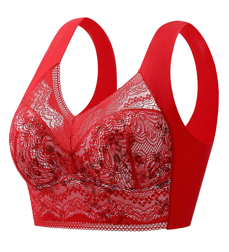 Full Coverage Elegant Floral Lace Push up Wireless Bra