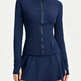 Long Sleeve Cropped Workout Coat Fitted Yoga Jacket