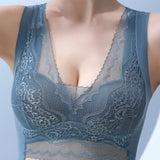 V Neck Lace Thin Anti Exposure Seamless Minimizer Vest Bra