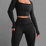 Ballet Ruffled Long Sleeve Sports Top