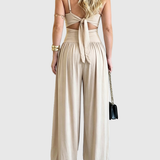 Solid Color Cut-out Cami Backless Jumpsuit