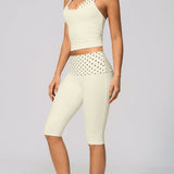 Two Piece Workout Set Halter Cami Crop Top with Capri Leggings