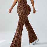 High-Waisted Leopard Print Fitness Yoga Flared Hip-Lifting Pants