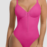 Front Zipper Tummy Control Triangle Shapewear Bodysuit