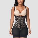 Extra Firm Hourglass Waist Tummy Control Zipper Shapewear with Lace