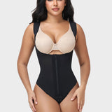 Open Bust Adjustable Strap Tummy Control Thong Bodysuit Zipper Shaper