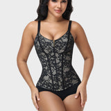 V Neck Full Lace Adjustable Strap Zipper Waist Trainer Girdle Vest