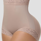 Seamless High Rise Lace Trimmed Tummy Tuck Shaping Shorts