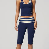 Two Piece Workout Set Halter Cami Crop Top with Capri Leggings
