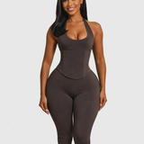 Hourglass Figure The Corset Body Shaper Waist Cincher Capri Jumpsuit Two-Piece Set