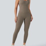 UltraSculpt™ V Neck Tummy Control Butt Lifting Workout Jumpsuit with Pockets