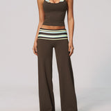 Two Piece Workout Set Halter Cami Crop Top with Wide Leg Pants