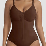 Front Zipper Tummy Control Triangle Shapewear Bodysuit