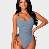 Sexy V-Neck Side Drawstring One-Piece Swimsuit