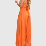 Solid Color Cut-out Cami Backless Jumpsuit