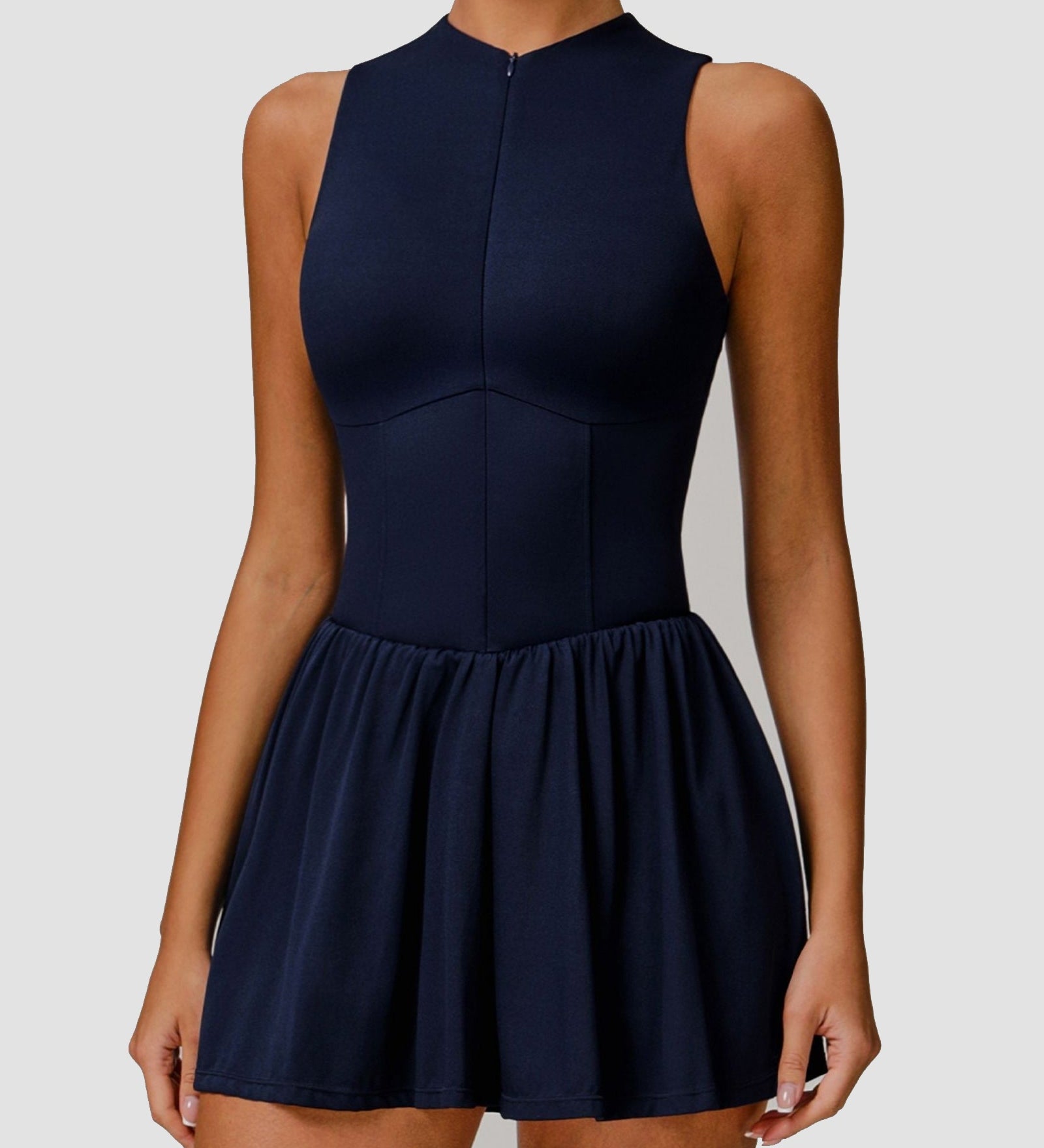 Sports Zipper Dress with Short and Pocket