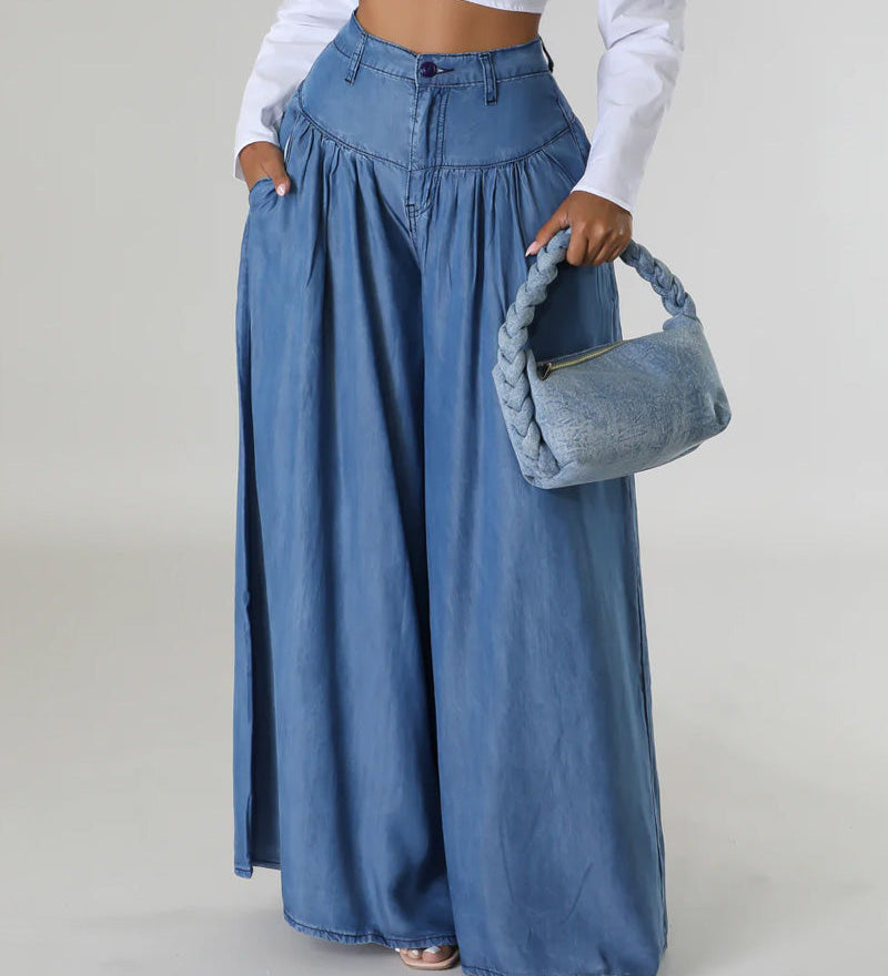 Trendy Casual High Waisted Wide Leg Jeans for Women