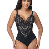 Sorelyne® Sexy Plunge Lace Shapewear Bodysuit With Hook Crotch