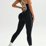 Seamless Skinny Crisscross Cutout Back Butt Lifting Full Length Jumpsuit