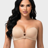 Seamless Front-Closure Detachable Shoulder Strap Push-Up Bra
