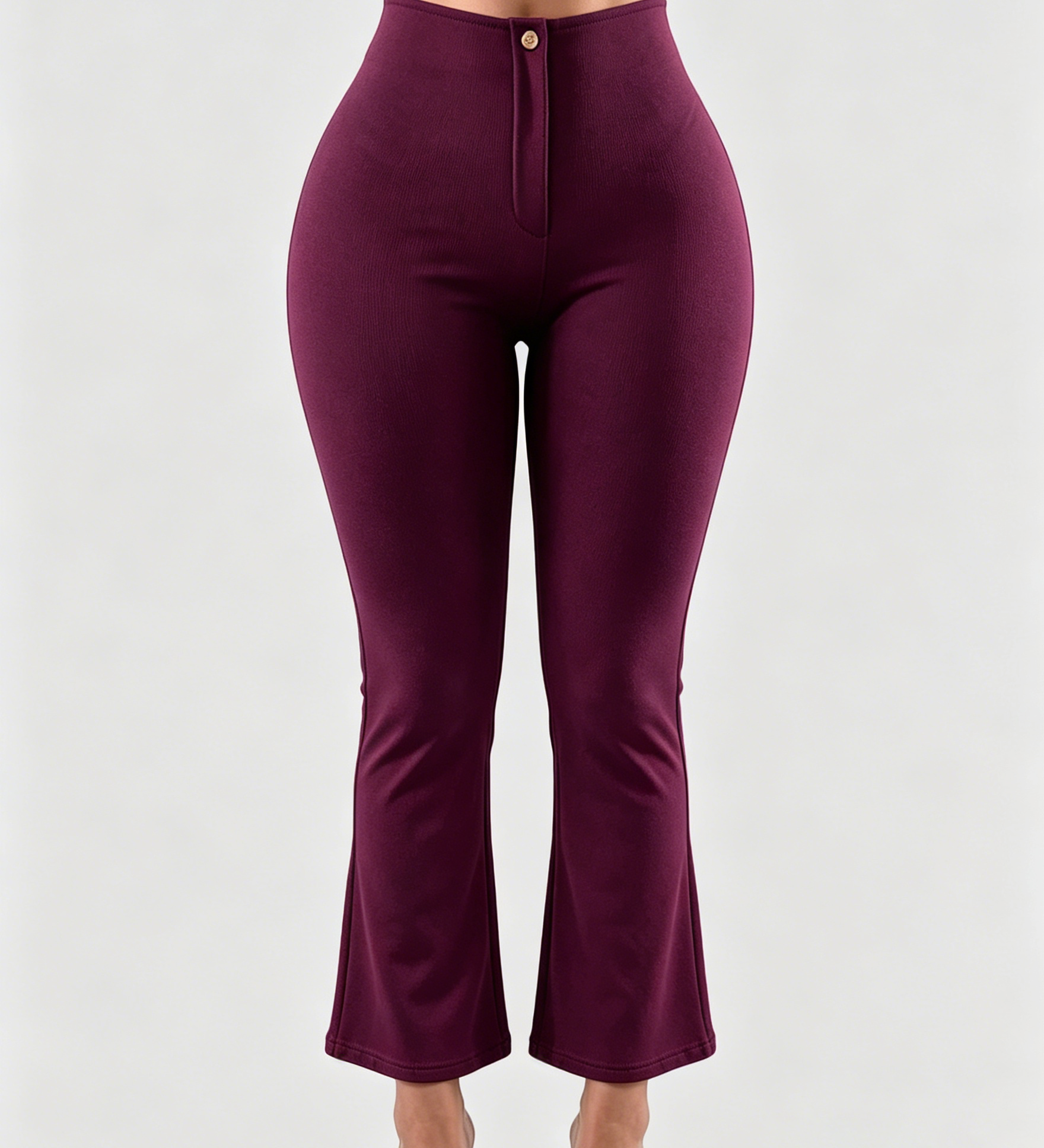 High Waist Butt Lifting Solid Black Slim Fit Flare Pants