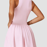 Sports Zipper Dress with Short and Pocket