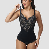 Sorelyne® Front and Back Deep V Lace Trim Shapewear Bodysuit