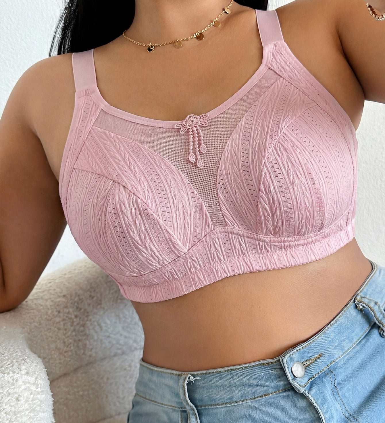 Mesh Adjustable Strap Plus Size Support Shapewear Bra