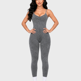 Adjustable Strap Open Back Sculpt Workout Jumpsuit