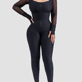 Slim Fit Stretch Full Body Shaper Long Mesh Sleeve Shapewear