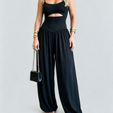 Solid Color Cut-out Cami Backless Jumpsuit