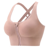 Shockproof Push Up Anti Sagging Sports Bra With Front Zipper for Women
