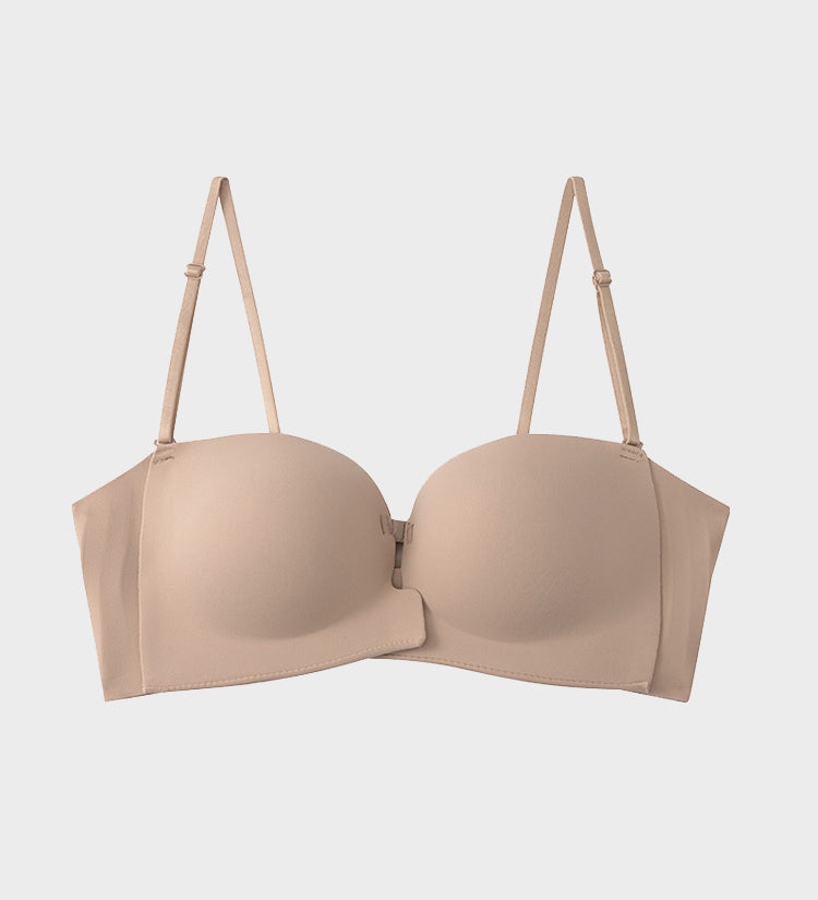 Seamless Front-Closure Detachable Shoulder Strap Push-Up Bra