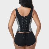 Square Neck Adjustable Strap Zebra Print Tummy Control Waist Trainer Vest
