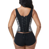 Square Neck Adjustable Strap Zebra Print Tummy Control Waist Trainer Vest