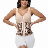 Women's Leopard Print Vest Tummy Control Waist Trainer With Bra