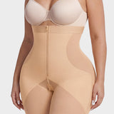 High Waist Zipper Tummy Control Butt Lifting Mid Thigh Mesh Shapewear Shorts
