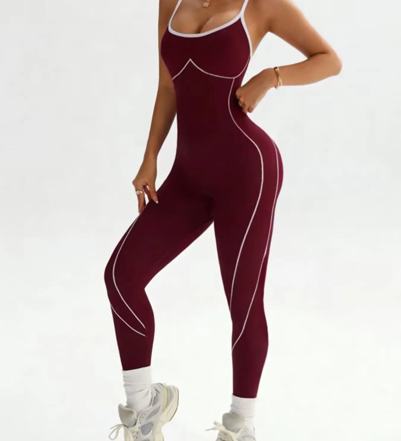 Seamless Skinny Crisscross Cutout Back Butt Lifting Full Length Jumpsuit