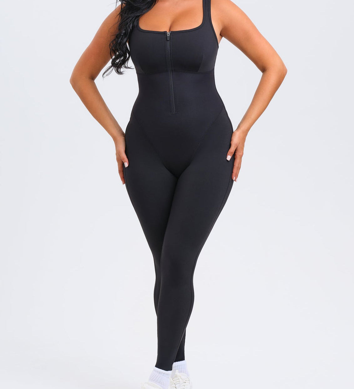 High Compression Front Zip SleevelessTummy Control Butt Lifting Shapewear Active Jumpsuit